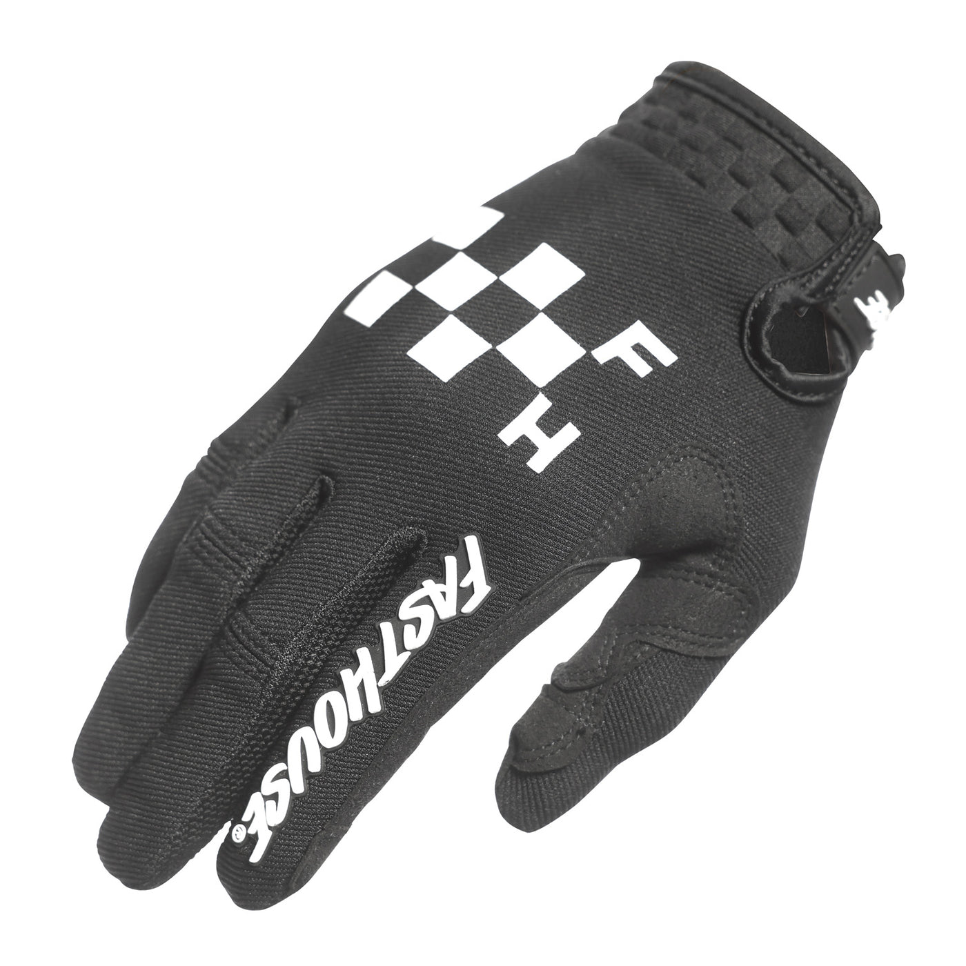 Fasthouse Speed Style Grit Gloves Black - Back of Right Hand View