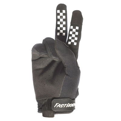 Fasthouse Speed Style Grit Gloves Black - Palm View of Peace Sign