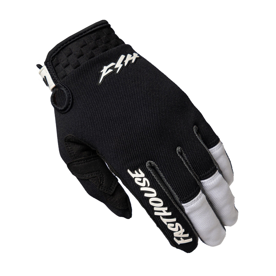 Fasthouse Speed Style Hudson Gloves Black/White - Back of Left Hand View