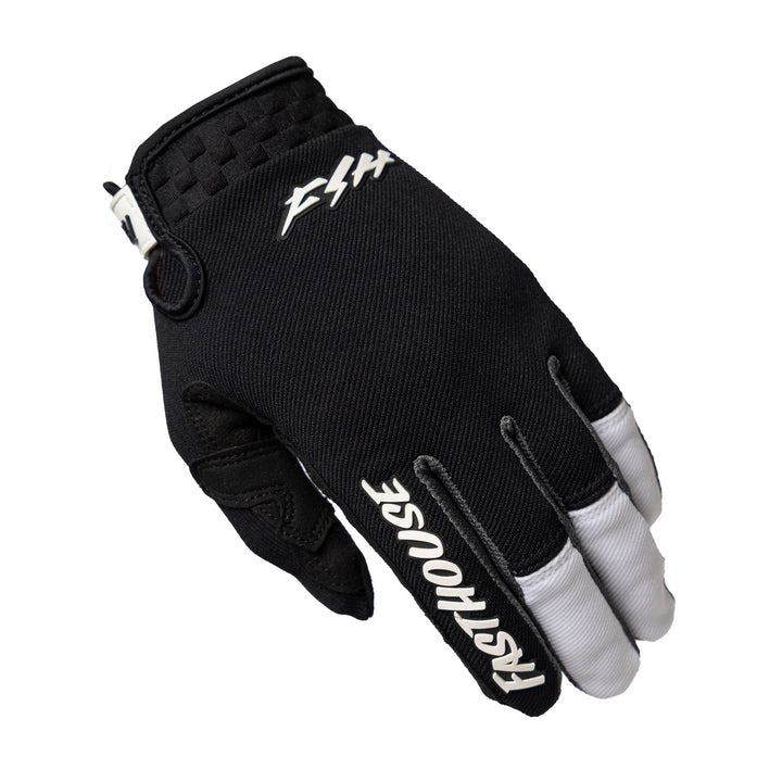 Fasthouse Speed Style Hudson Gloves Black/White - Back of Left Hand View