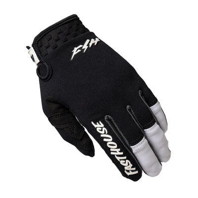 Fasthouse Speed Style Hudson Gloves Black/White - Back of Left Hand View