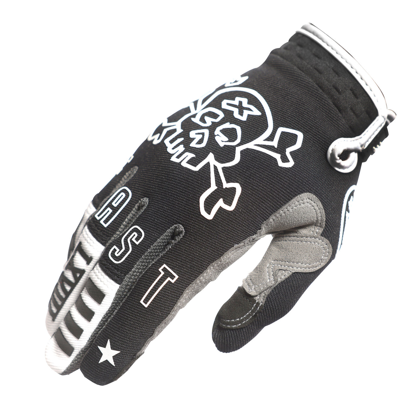 Fasthouse Speed Style The Bird Gloves Black/White - Back of Right Hand View