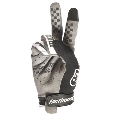 Fasthouse Speed Style The Bird Gloves Black/White - Palm View of Peace Sign