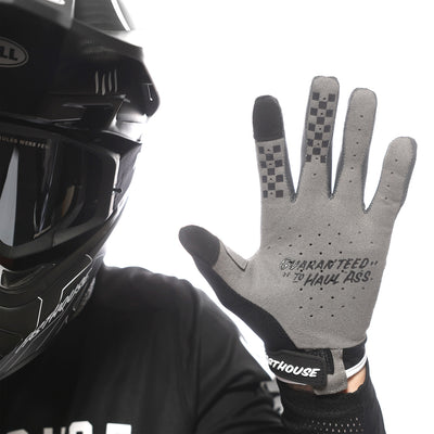 Fasthouse Speed Style The Bird Gloves Black/White - Close-Up of Gloved Hand, Palm Up