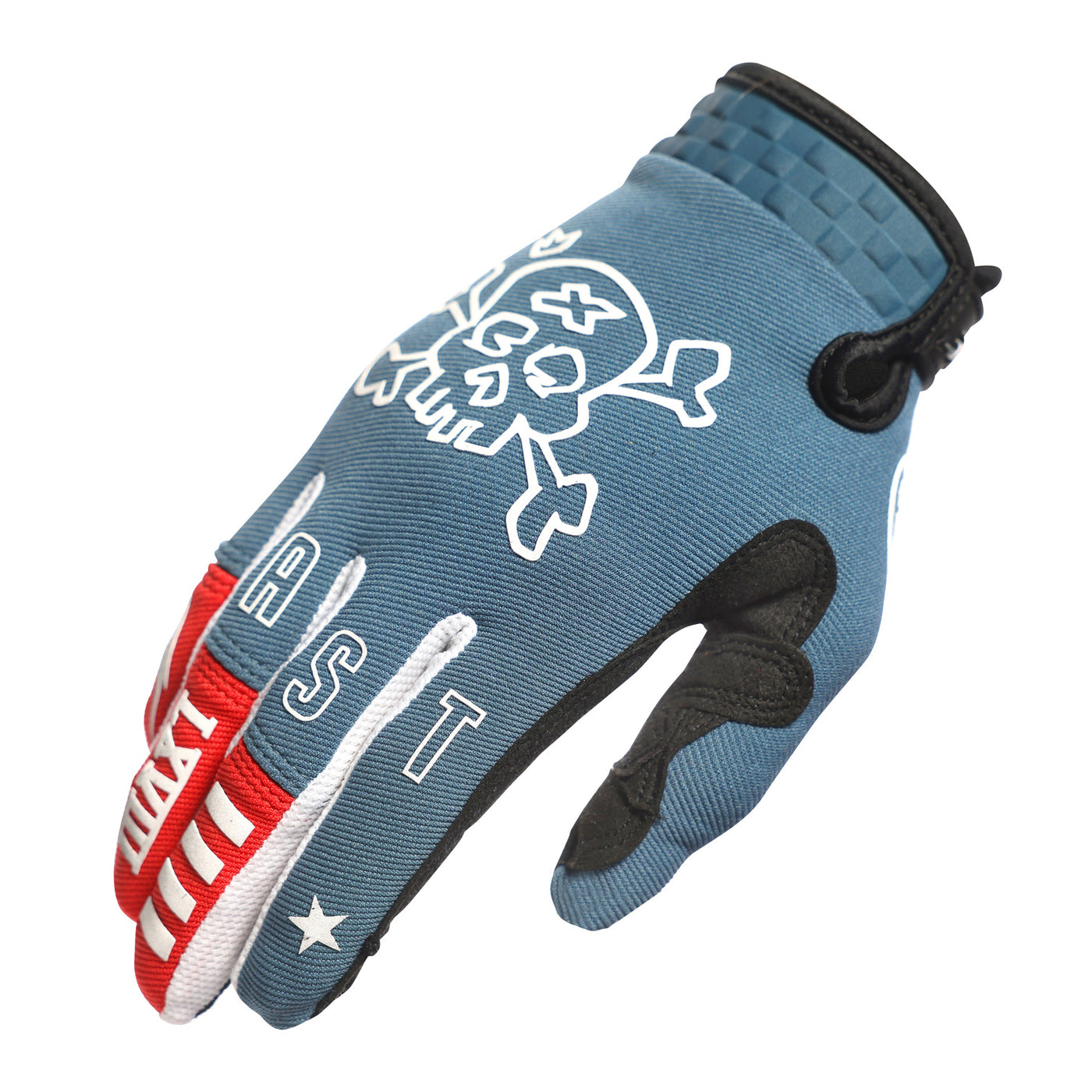 Fasthouse Speed Style The Bird Gloves Teal - Back of Right Hand View