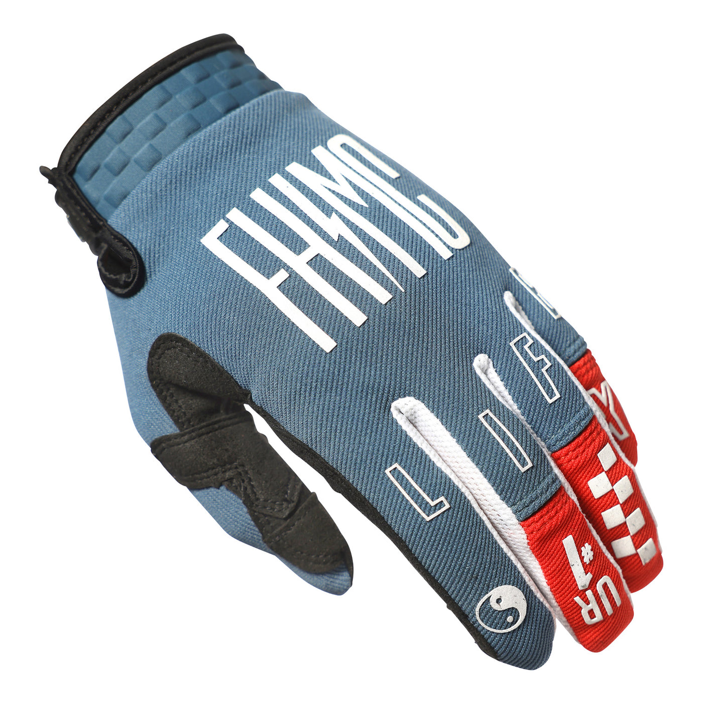 Fasthouse Speed Style The Bird Gloves Teal - Back of Left Hand View