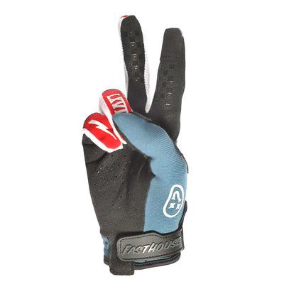 Fasthouse Speed Style The Bird Gloves Teal - Palm View of Peace Sign