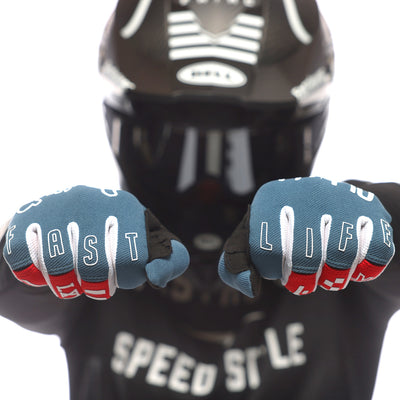 Fasthouse Speed Style The Bird Gloves Teal - Close-Up of Knuckle Details