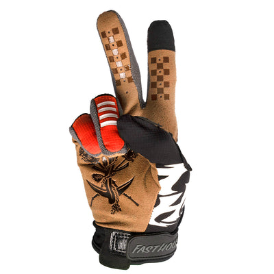 Fasthouse Speed Style Bereman Glove Black/Infrared - Palm View of Peace Sign