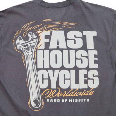 Fasthouse Spanner SS Tee Graphite Black - Close-Up of Graphic on Back