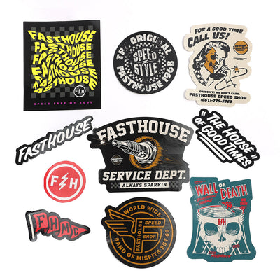 Fasthouse Spring '24 Decal 10-Pack - Flat View of Individual Stickers