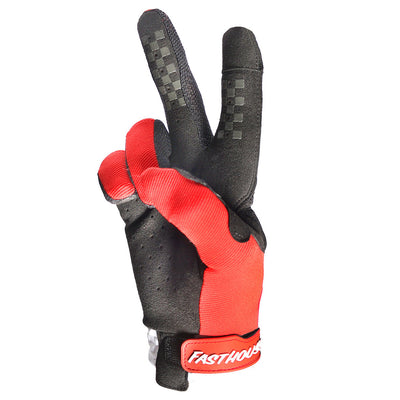 Fasthouse Speed Style Mod Gloves Red/White - Palm View of Peace Sign