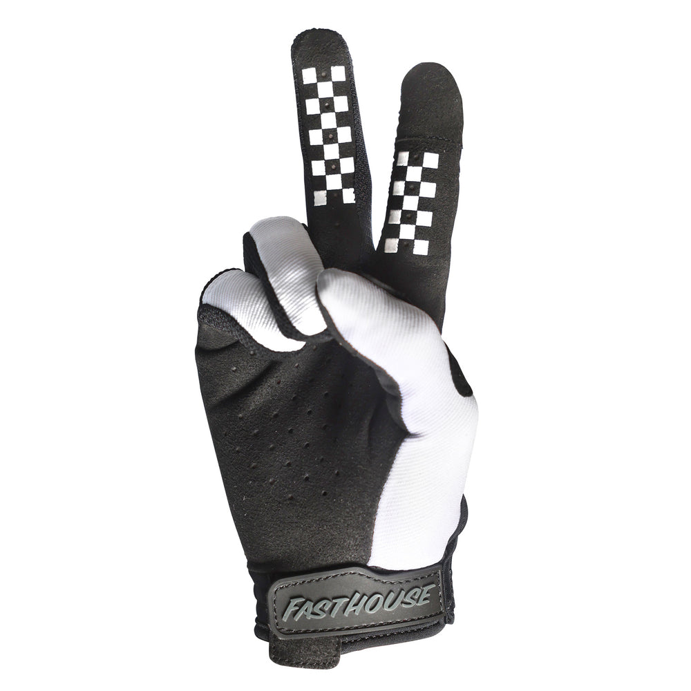 Fasthouse Speed Style Paradise Gloves White/Black - Palm View of Peace Sign