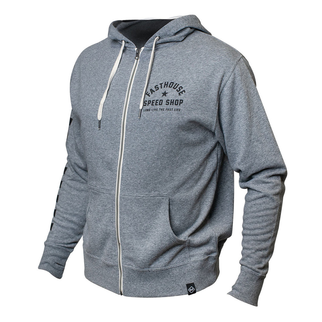 Fasthouse Star Hooded Zip-Up Heather Gray - Front View