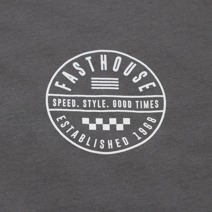 Fasthouse Statement Tee Gunmetal - Close-Up of Graphic on Front