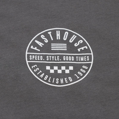 Fasthouse Statement Tee Gunmetal - Close-Up of Graphic on Front