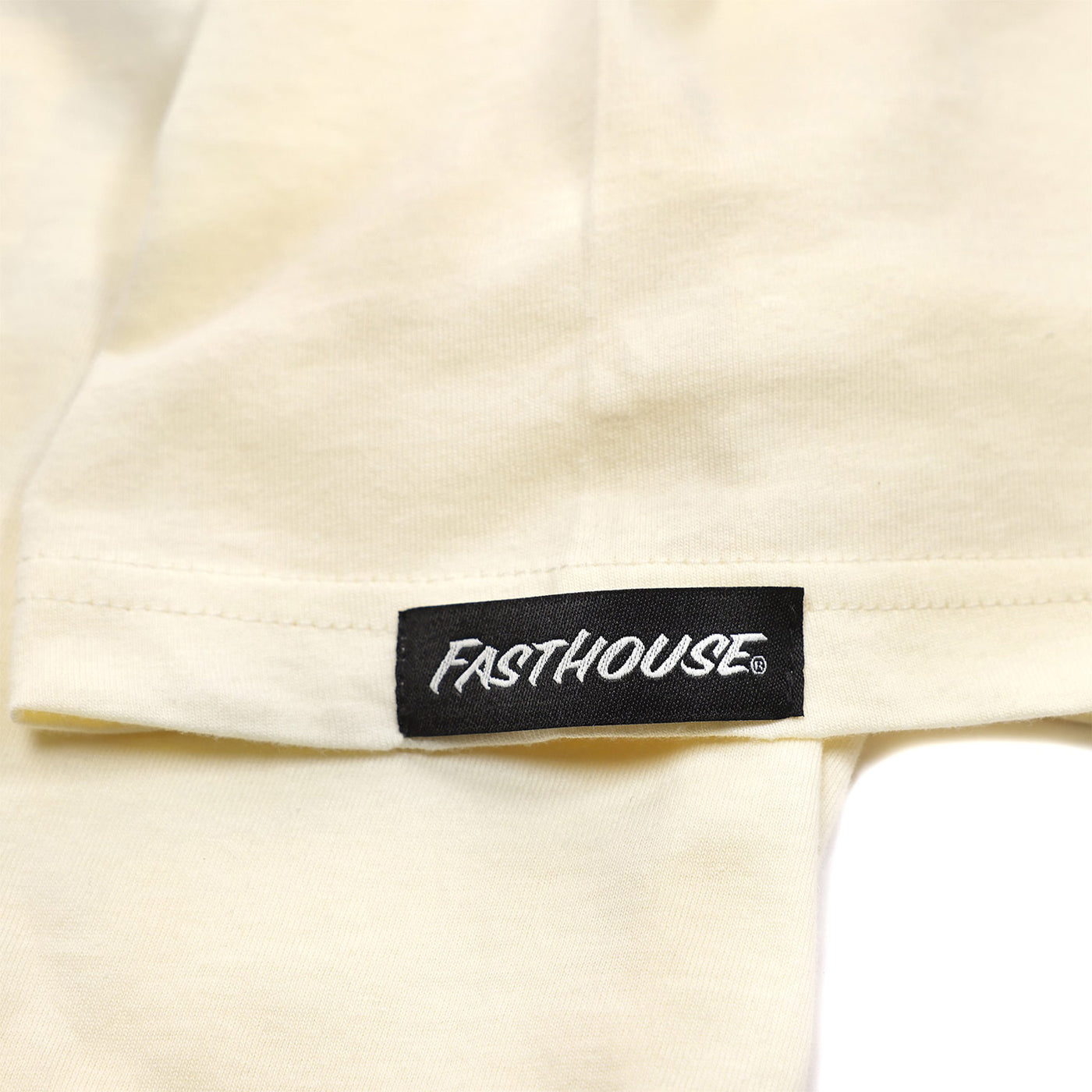 Fasthouse Statement Tee Natural - Close-Up of Tag Sewn into Sleeve Hem