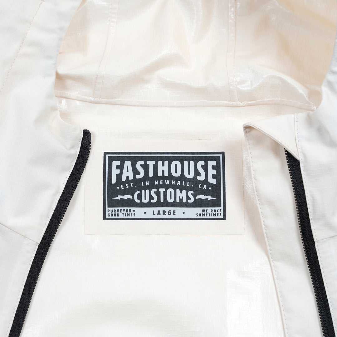Fasthouse Statement Packable Windbreaker Natural/Black - Close-up of Collar Label