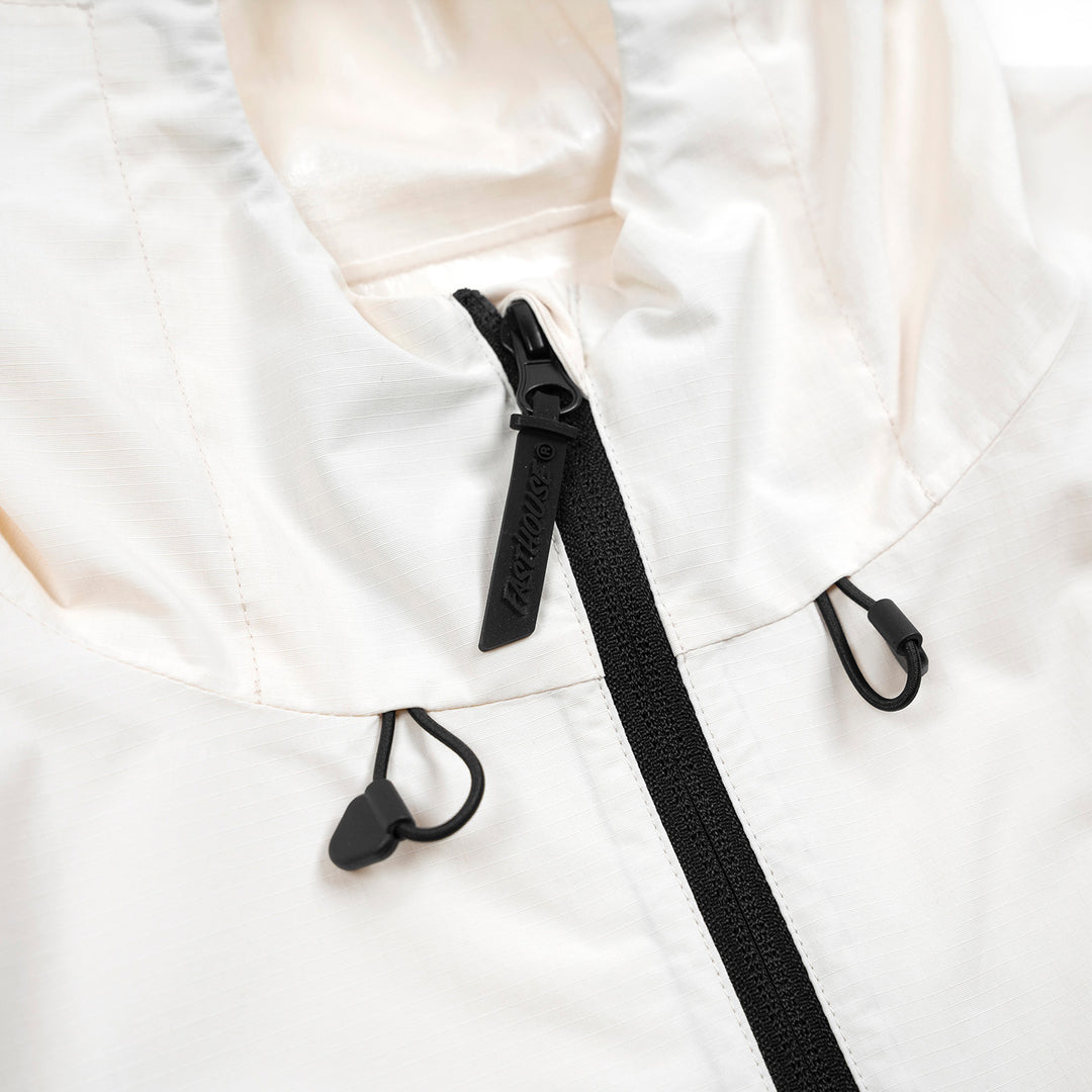 Fasthouse Statement Packable Windbreaker Natural/Black - Close-Up of Front Zipper