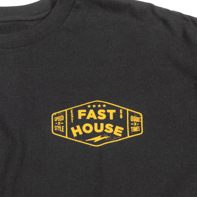 Fasthouse Station Tee Black - Close-Up of Graphic on Front