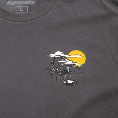 Fasthouse Stinger SS Tee Graphite Black - Close-Up of Graphic on Front