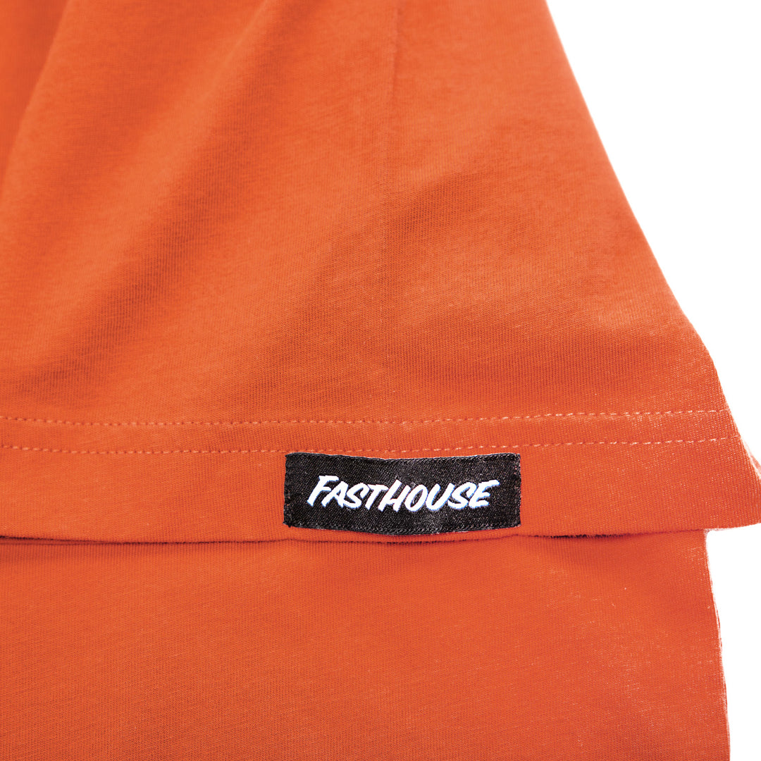 Fasthouse Stinger SS Tee Rust - Close-Up of Logo Tag on Sleeve