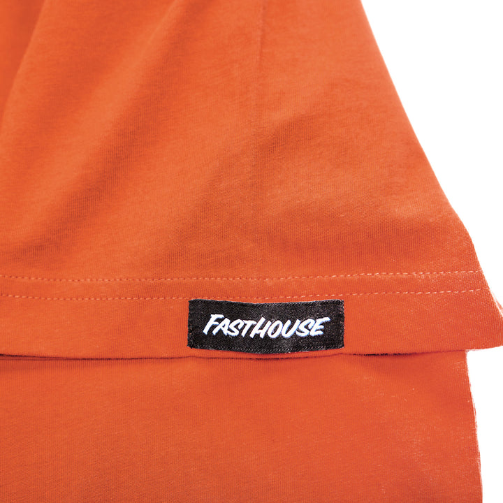 Fasthouse Stinger SS Tee Rust - Close-Up of Logo Tag on Sleeve
