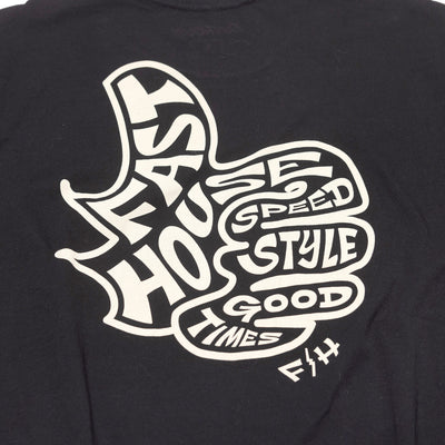 Fasthouse Satisfaction SS Tee Black - Close-Up of Graphic on Rear