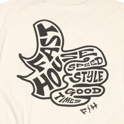 Fasthouse Satisfaction SS Tee Natural - Close-Up of Graphic on Rear