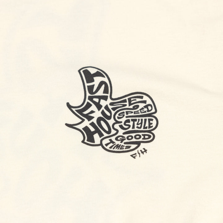 Fasthouse Satisfaction SS Tee Natural - Close-Up of Graphic on Front