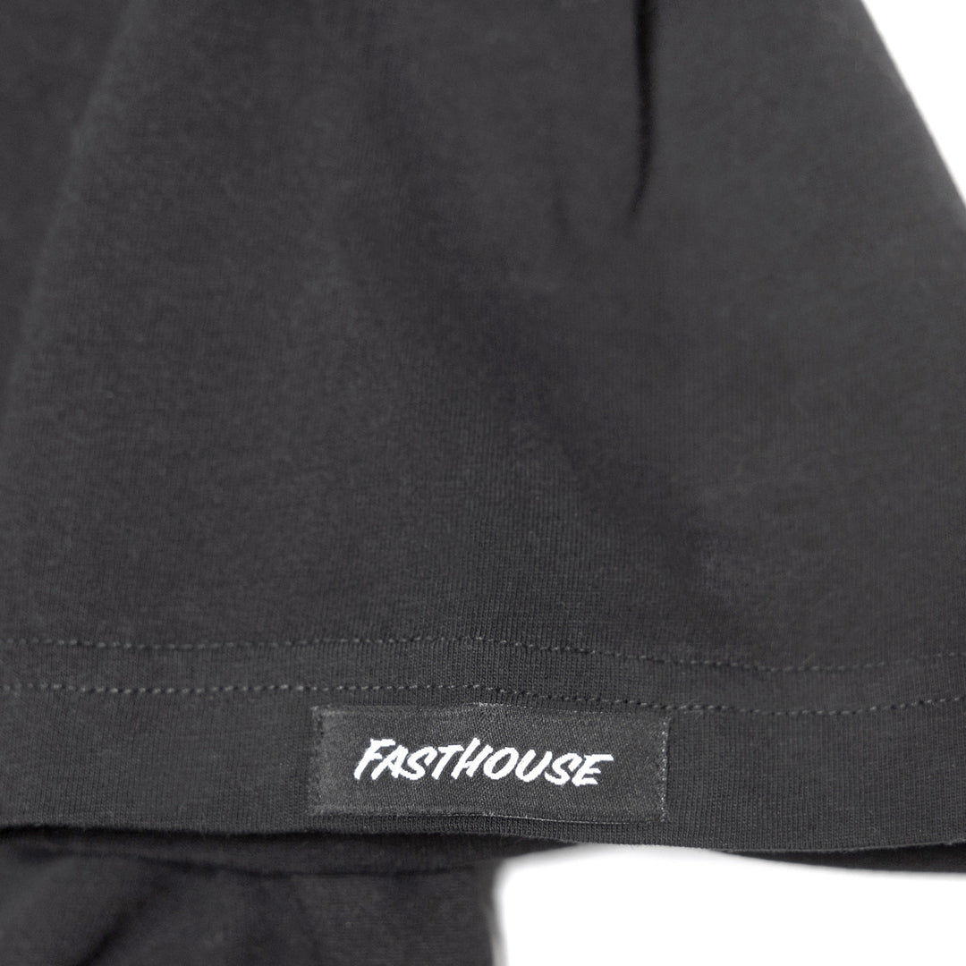 Fasthouse Seaver SS Tee Black - Close-Up of Brand Tag on Sleeve