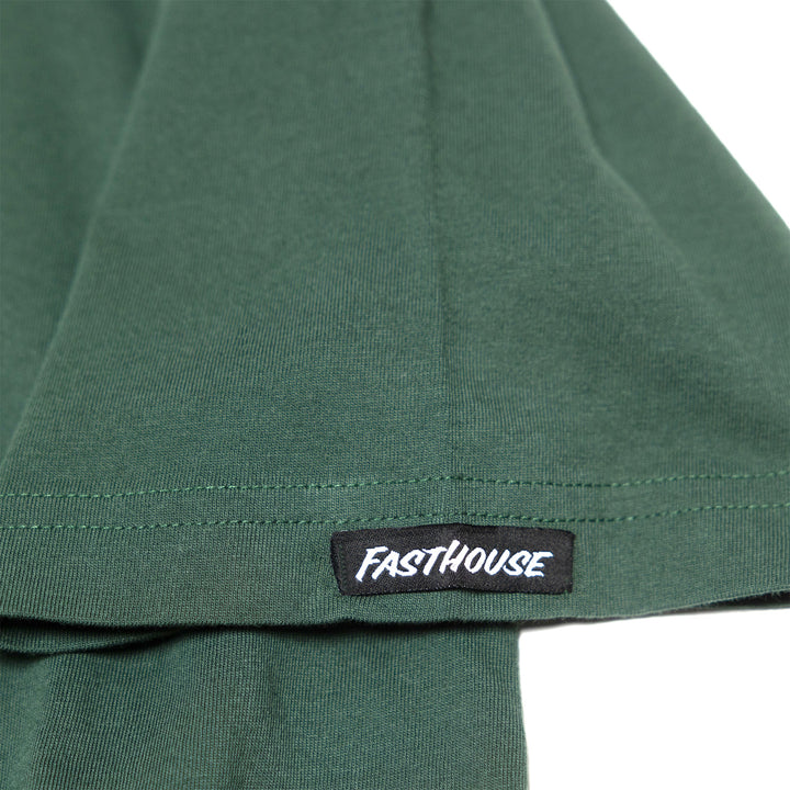 Fasthouse Seaver SS Tee Forest Green - Close-Up of Brand Tag on Sleeve