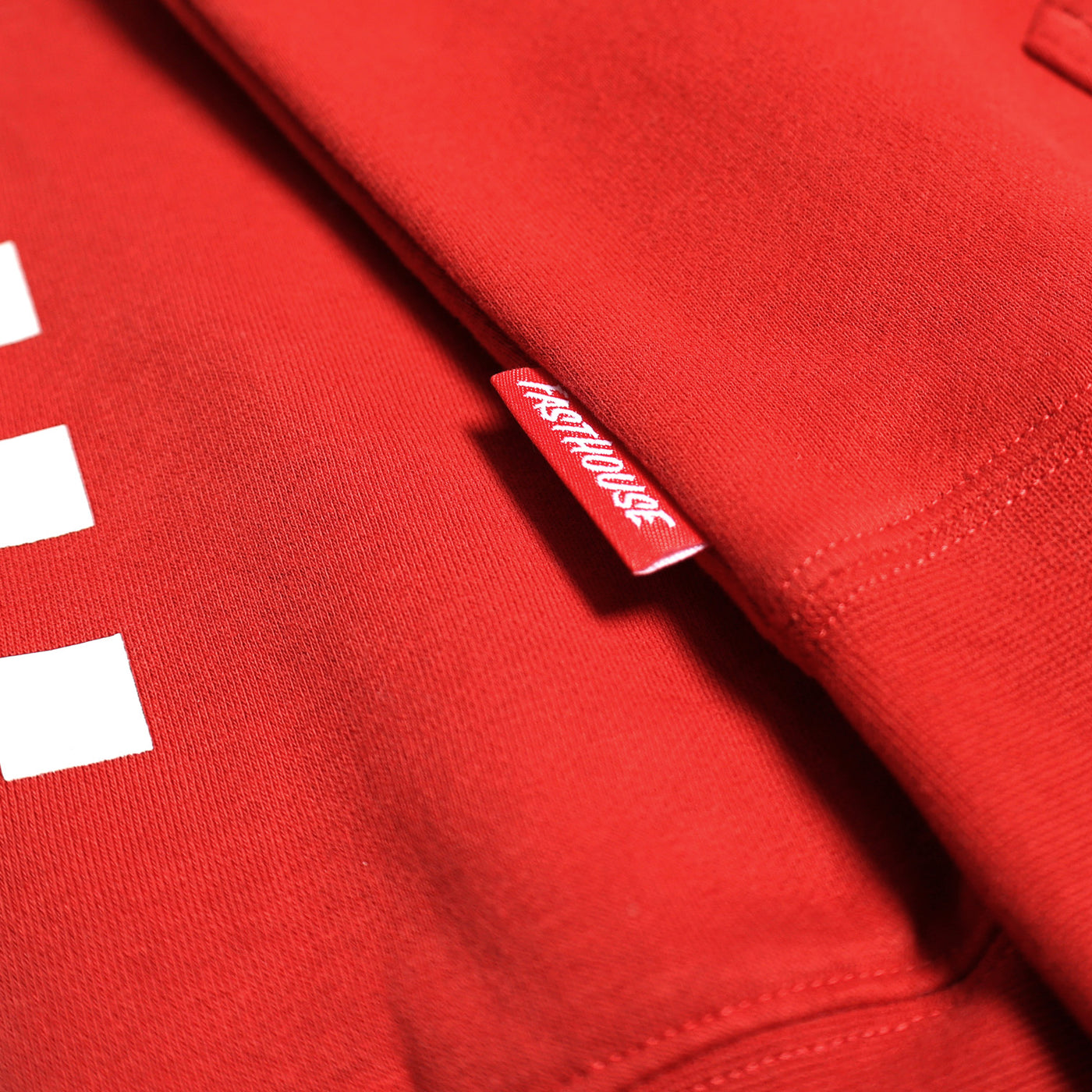 Fasthouse Tavern Hooded Pullover Cardinal - Close-Up of Tag Sewn into Seam