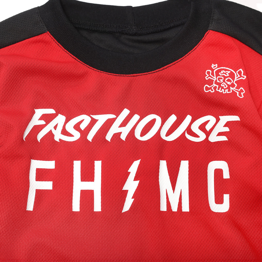 Fasthouse Toddler Akin Jersey Red/Black - Close-Up of Chest Graphics