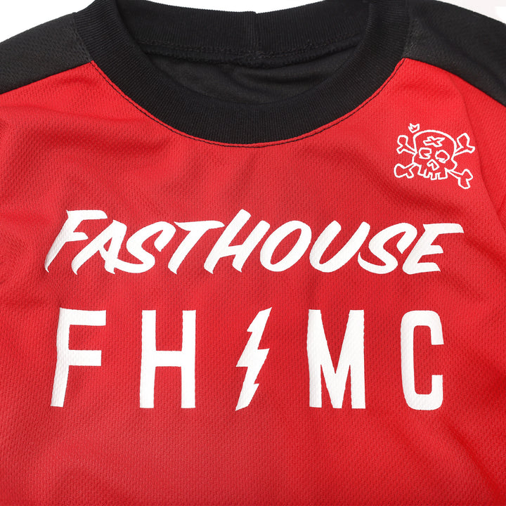 Fasthouse Toddler Akin Jersey Red/Black - Close-Up of Chest Graphics
