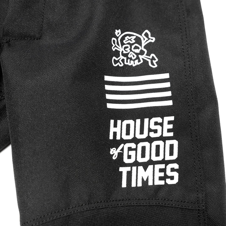 Fasthouse Toddler El Nino Pant Black - Close-Up of Left Thigh Graphic