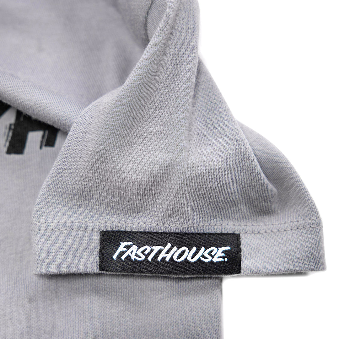 Fasthouse Toddler Fray SS Tee Light Gray - Close-Up of Logo Tag on Sleeve