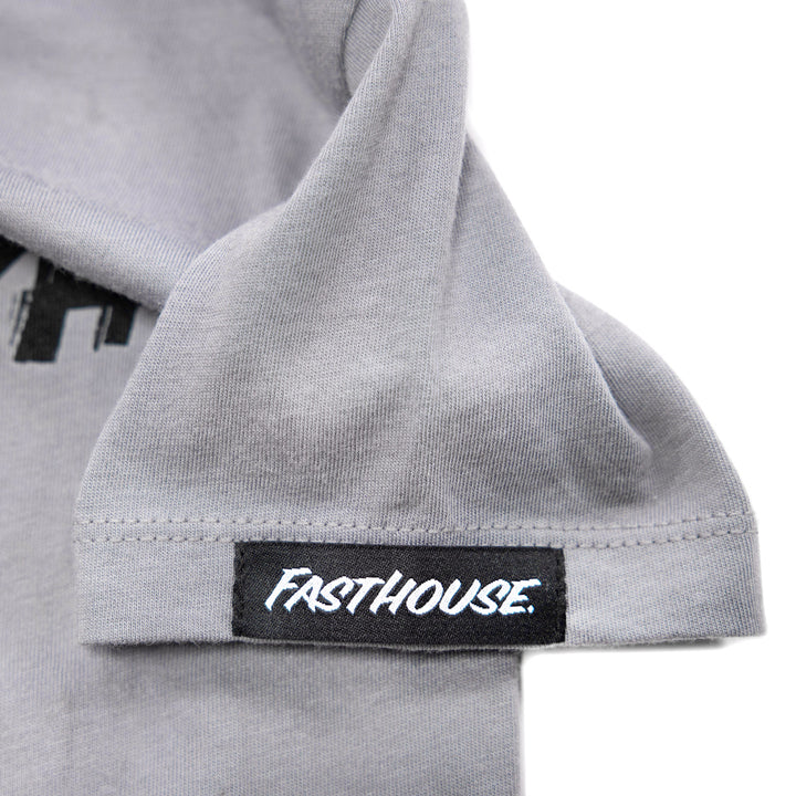 Fasthouse Toddler Fray SS Tee Light Gray - Close-Up of Logo Tag on Sleeve