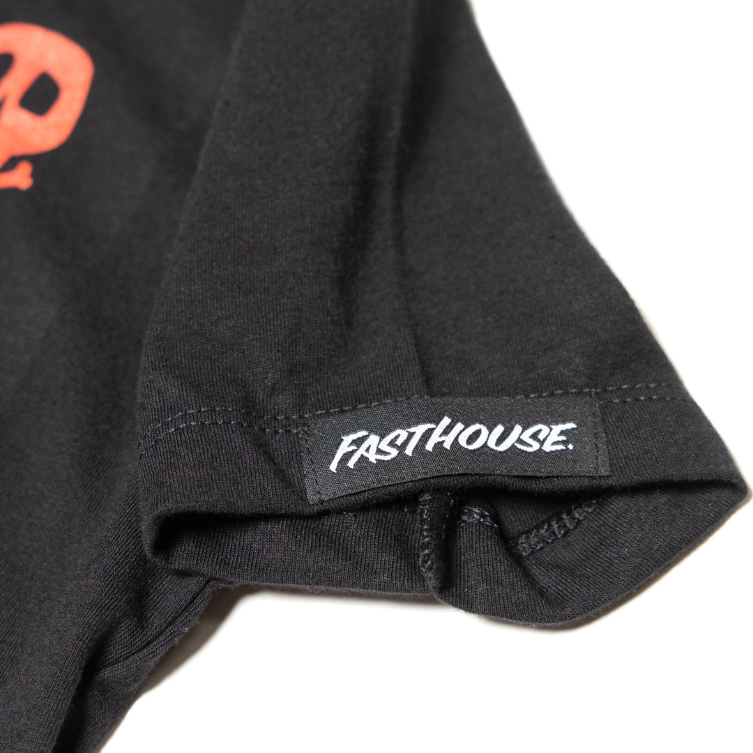 Fasthouse Toddler Lost Boys SS Tee Black - Close-Up of Brand Tag on Sleeve