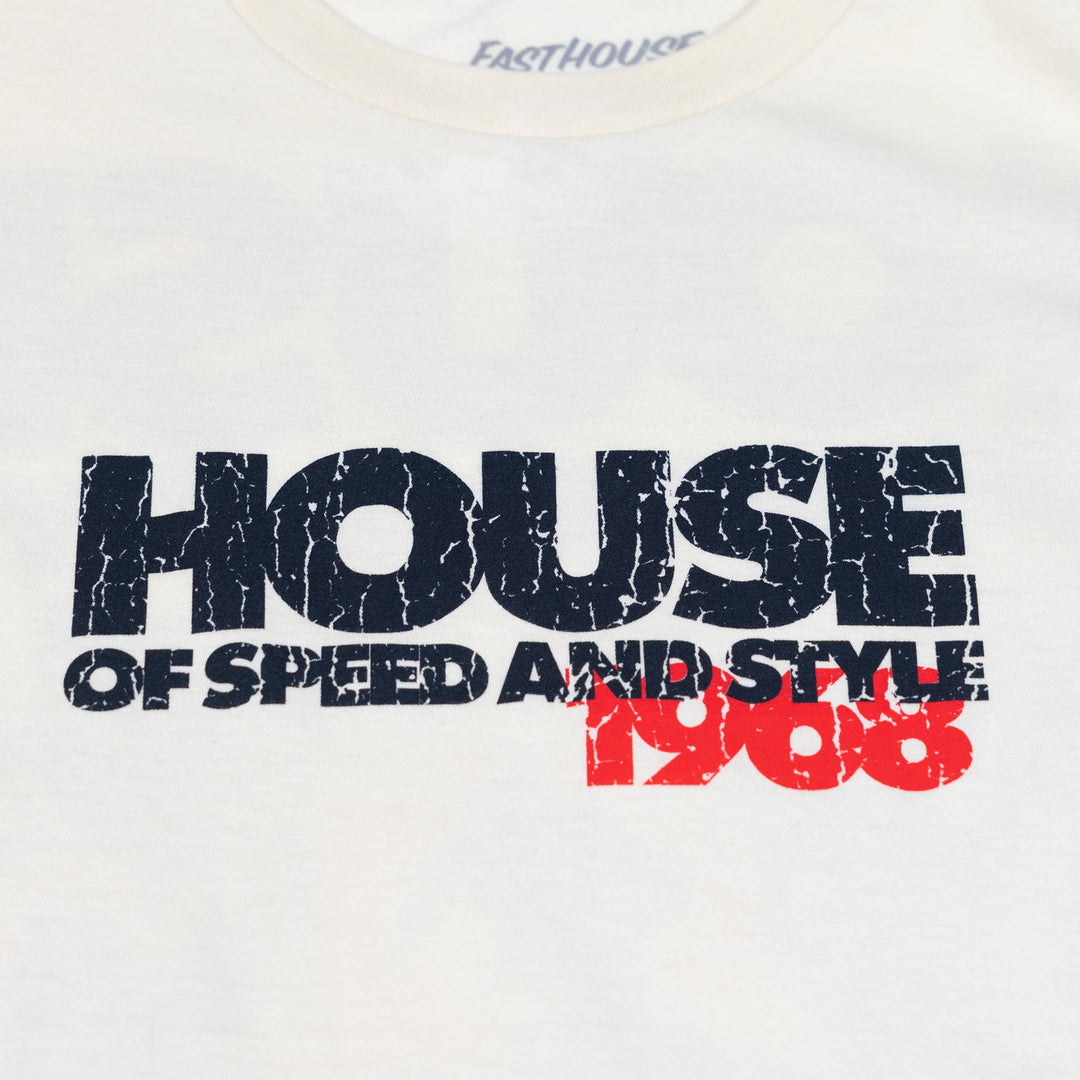 Fasthouse The House SS Tee Natural - Close-Up of Graphic on Front