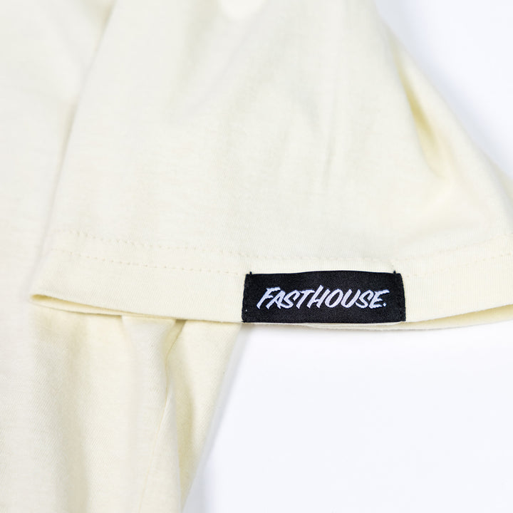 Fasthouse The House SS Tee Natural - Close-Up of Logo Tag on Sleeve