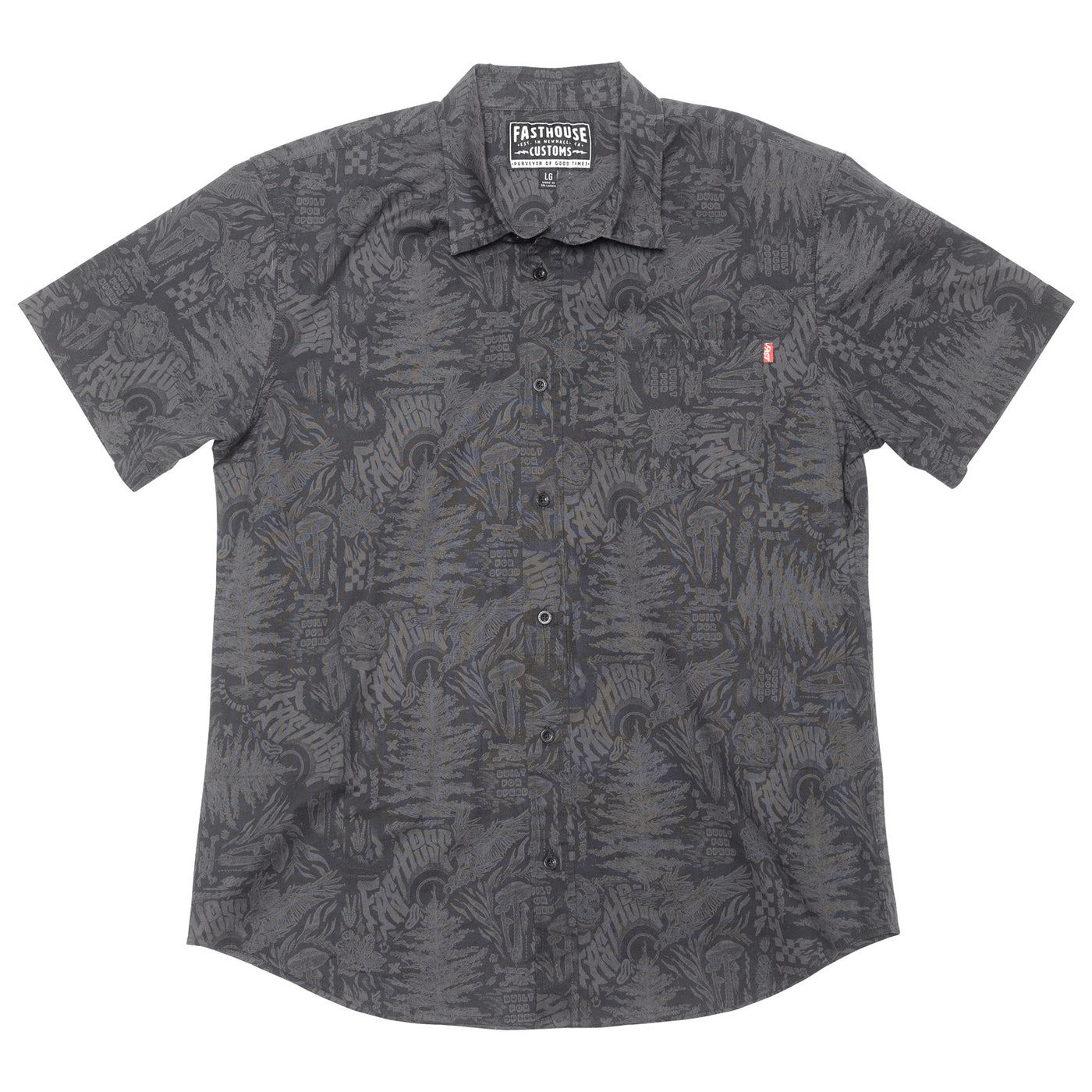 Fasthouse Tomahawk SS Button Up Shirt Black - Front View