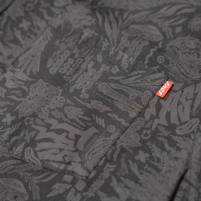 Fasthouse Tomahawk SS Button Up Shirt Black - Close-Up of Front Chest Pocket