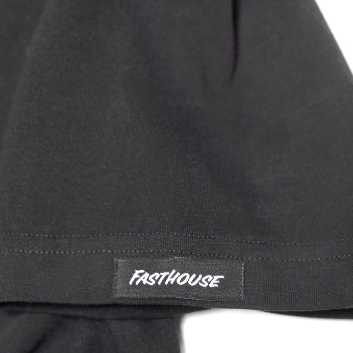 Fasthouse Tomahawk SS Tee Black - Close-Up of Brand Tag on Sleeve
