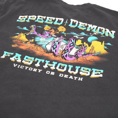 Fasthouse Treader SS Tee Washed Black - Close-Up of Graphic on Back