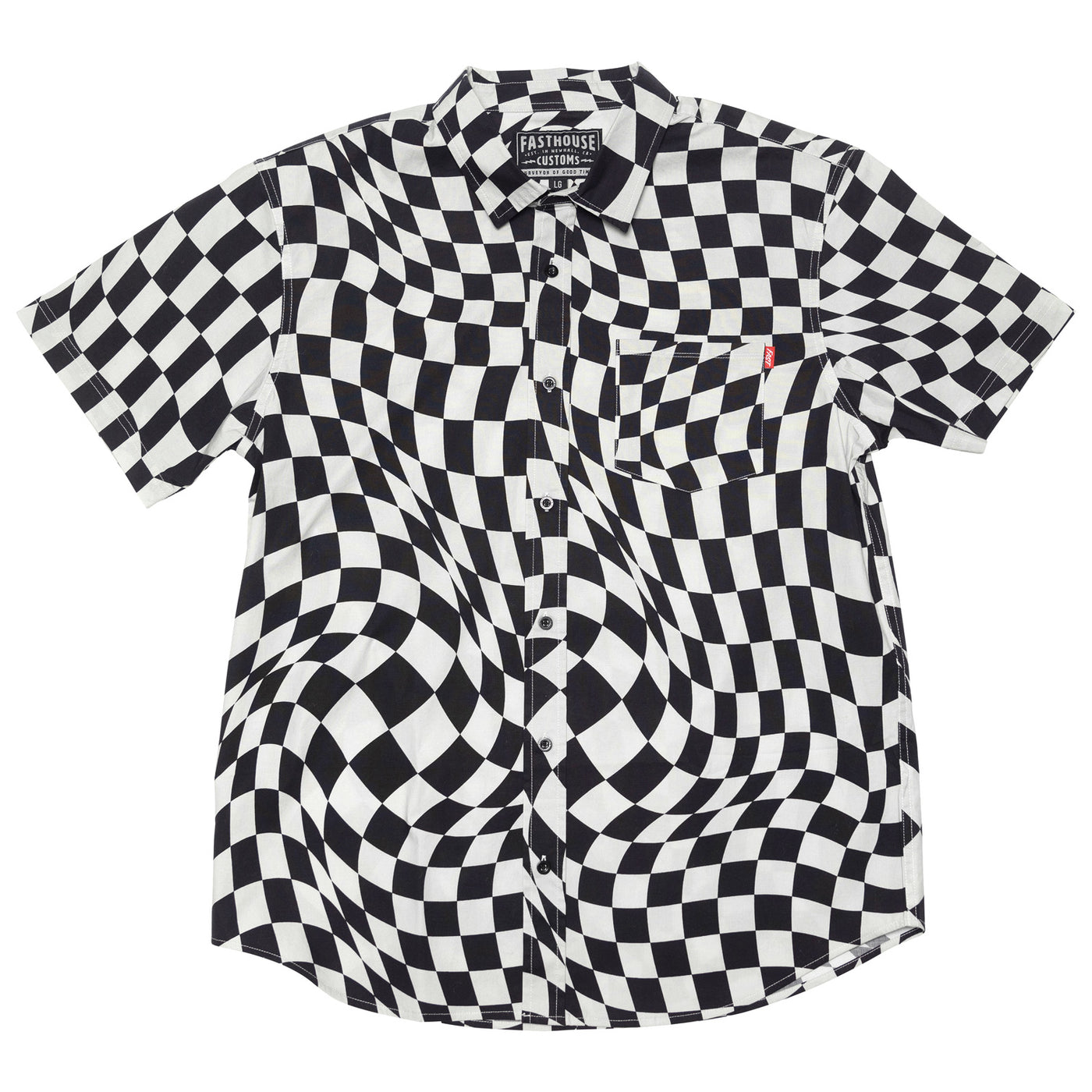 Fasthouse Trip SS Button Up Shirt Black/White - Front View