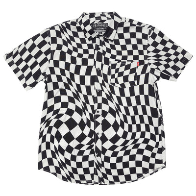 Fasthouse Trip SS Button Up Shirt Black/White - Front View