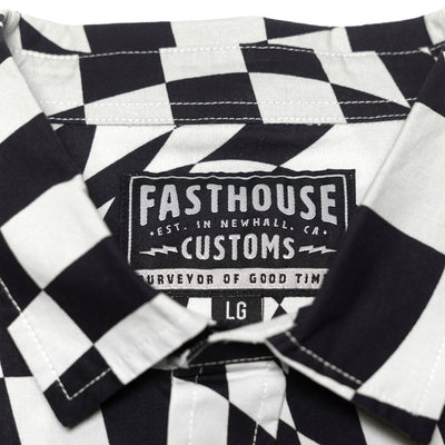 Fasthouse Trip SS Button Up Shirt Black/White - Close-Up of Collar