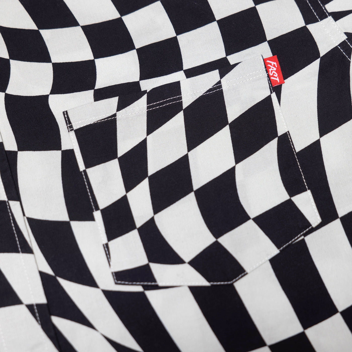 Fasthouse Trip SS Button Up Shirt Black/White - Close-Up of Front Chest Pocket
