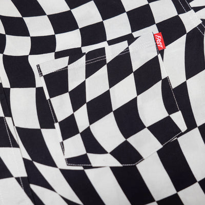 Fasthouse Trip SS Button Up Shirt Black/White - Close-Up of Front Chest Pocket